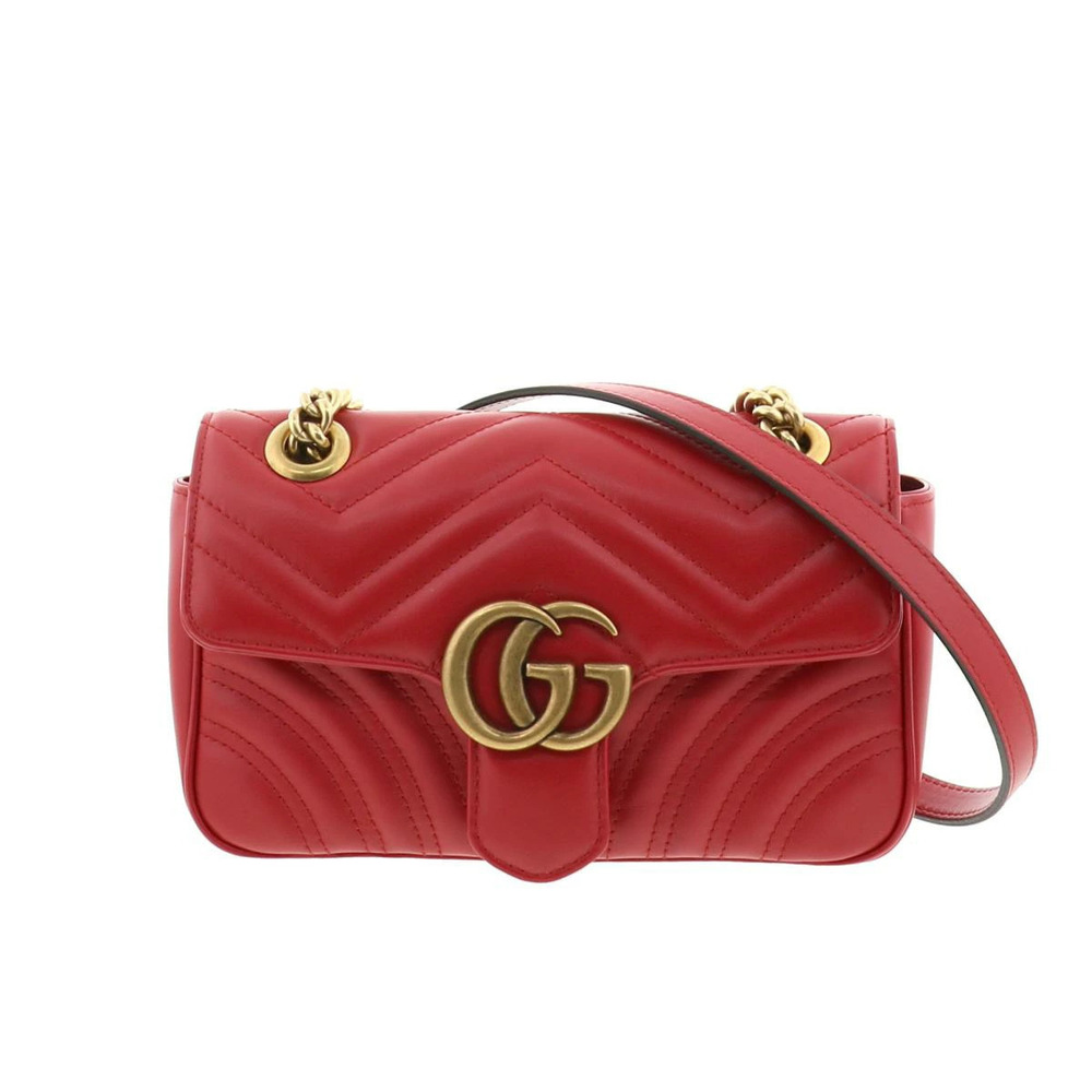GUCCI GG Marmont Chain Shoulder Bag Messenger Red